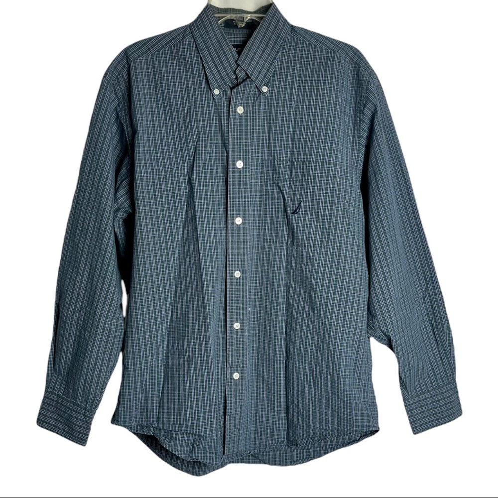 Nautica Gingham Button Down Dress Shirt Size M